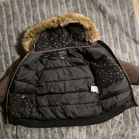 XS Woolrich Patrol Down Parka Coat in Chocolate Brown - Picture 2 of 6